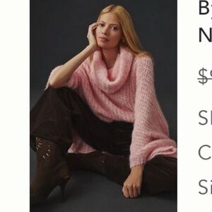 Anthropologie Pink Funnel-Neck Poncho
